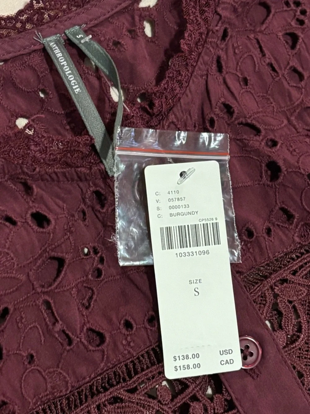 Anthropologie Sleeveless High-Neck Lace-Inset Blouse | Eyelet Button-Front Top - Picture 2 of 12